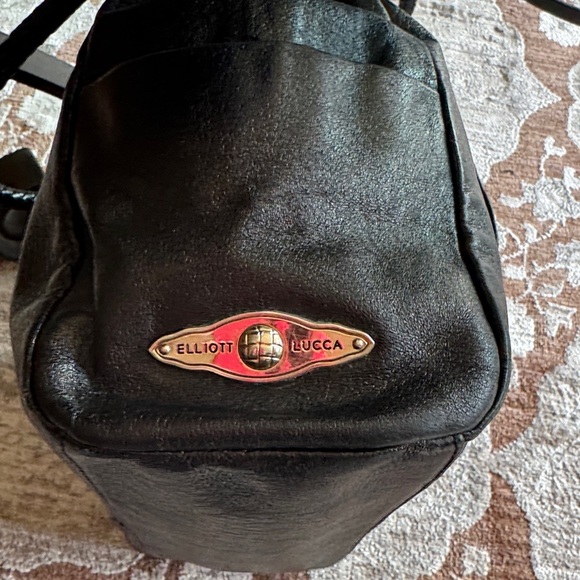 🩷 Elliott Lucca; Blk Leather Designer Handbag w/Zipper Closure + Braided Straps! - Picture 15 of 16